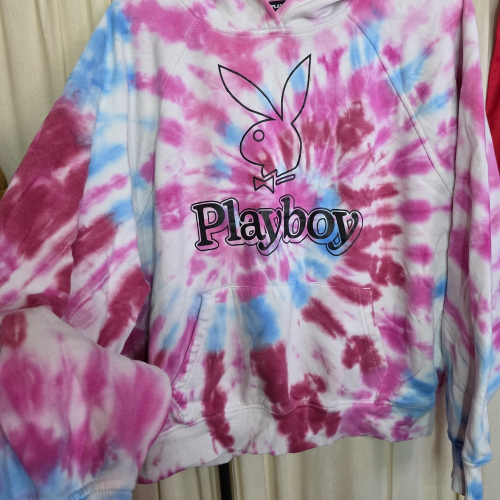PLAYBOY Tie-Dye Hoodie in Pink, Blue, White